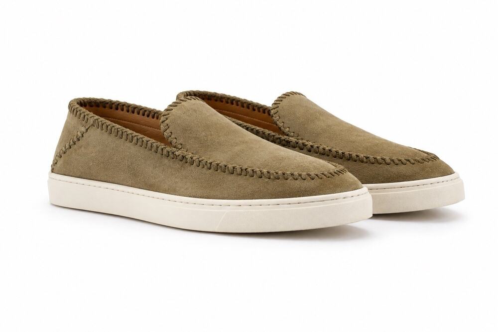 NIB Giorgio Armani ‘Galleria 3’ Khaki Olive Suede Slip-On Shoes UK9/US10 $975.00